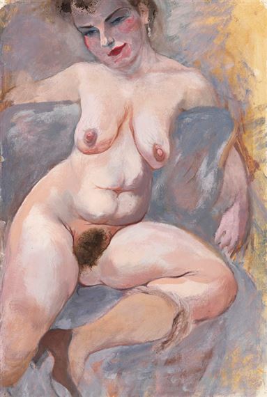 Sitting Female Nude by George Grosz, 1940