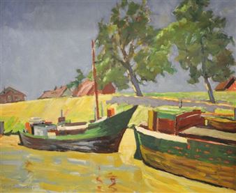 Boote im Kanal - Kurt Joachim Krüger