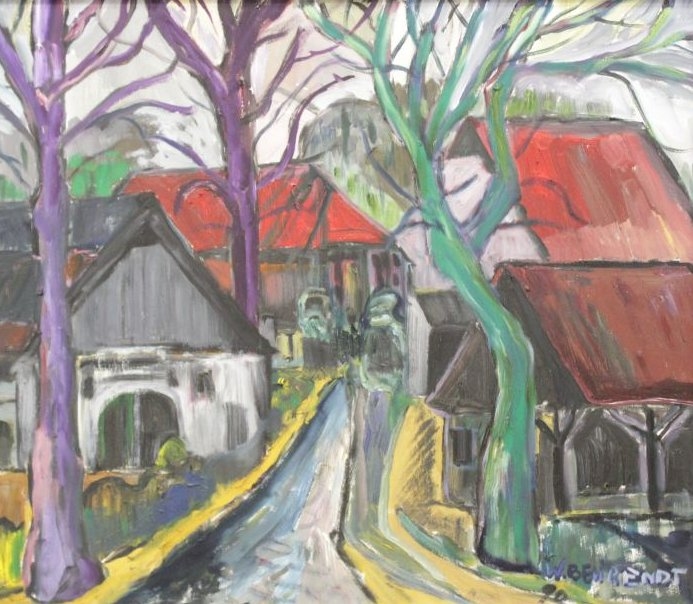 Artwork by Werner Behrendt, Dorfstrasse Fischerhude, Made of Oil on canvas