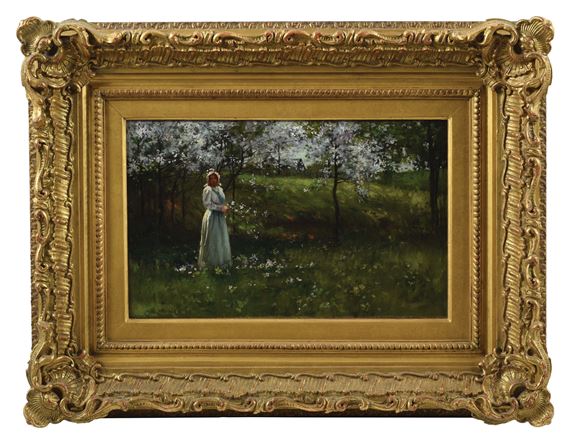 Young Woman in Landscape by Paul Cornoyer, 1887