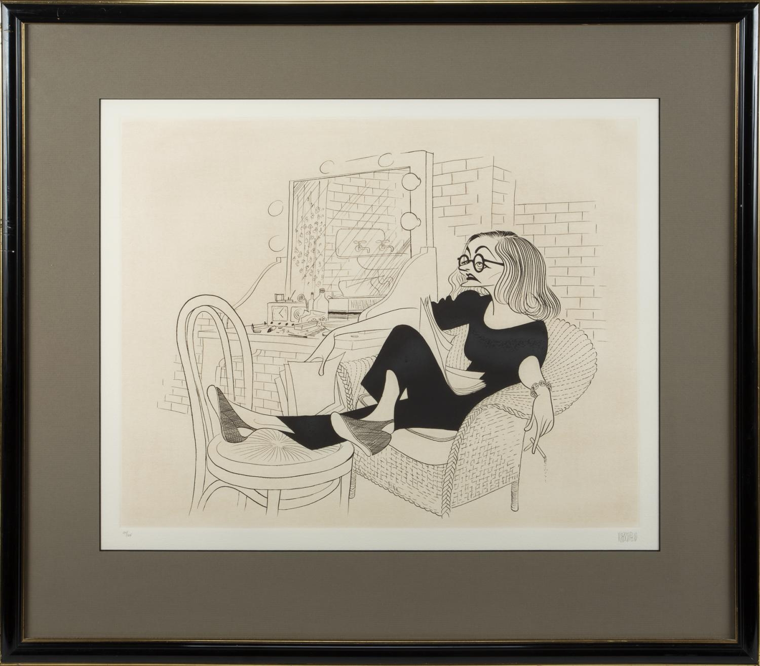 Tallulah Bankhead Backstage at the Orpheum Theatre by Al Hirschfeld, 1965