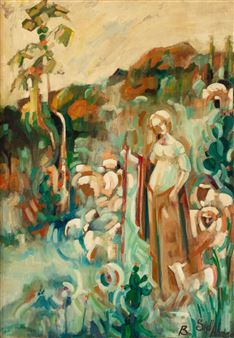 Jeune femme dans un paysage - Sidi Ahmed B Hamad