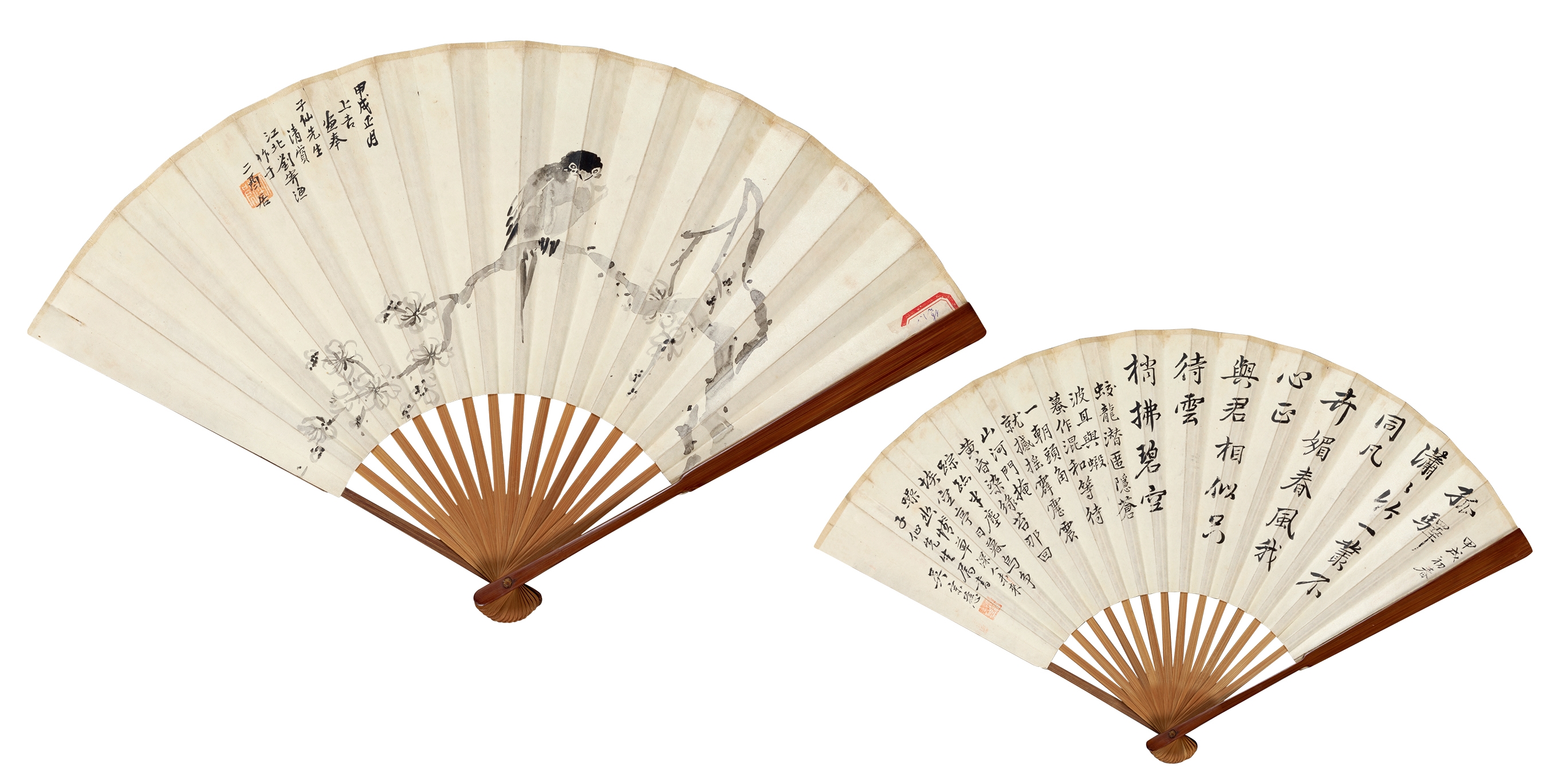 Artwork by Wu Zongci, Two works: Momei Birds and Two Poems, Made of Paper