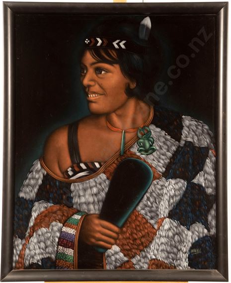 Buck Nin | Portrait of Maori Woman holding Greenstone Mere (1966 ...