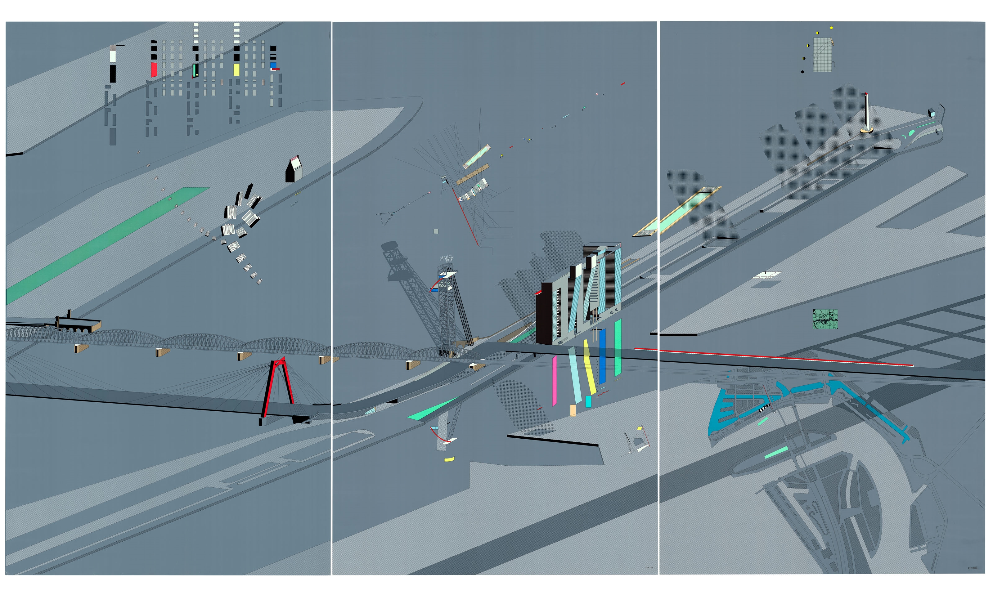 Artwork by Rem Koolhaas, Rotterdam Summation, Made of colour silkscreen,