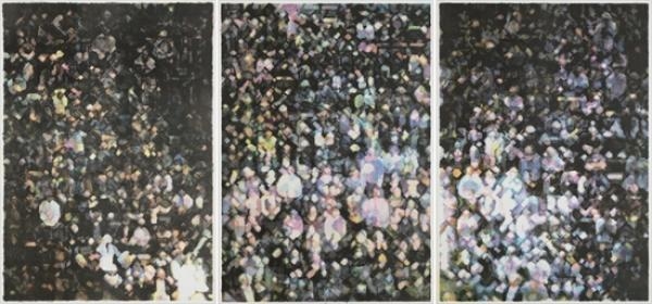 Artwork by Stephen Andrews, Une pequena parte de algo grande, Made of Set of 3 lithographs on Somerset paper