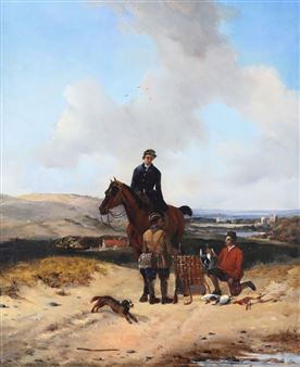 Jagdliche Szene vor Landschaftskulisse - Johan-nikolas Huys