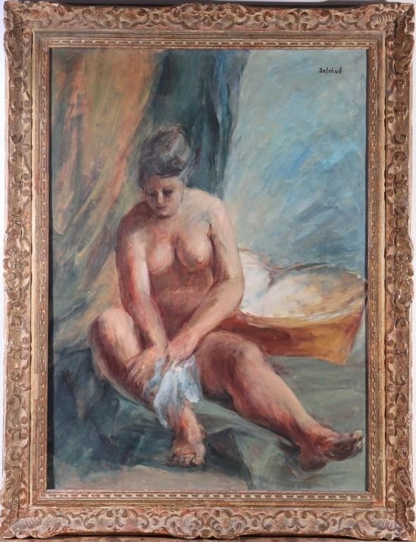 Artwork by Andre Sologoub, "Woman Bathing", Made of Oil on Canvas