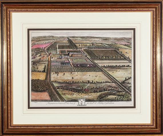 Four works: View of a British Palace (4) by Johannes Kip, Leendert Knijff