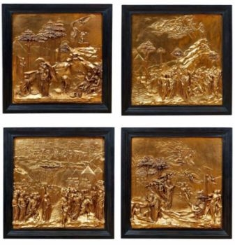 Artwork by Lorenzo Ghiberti, Four works: Vier Kunstgussreliefs, Made of Cold cast bronze, polymer, hand-cast and gold-plated