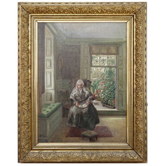 Benjamin Tupper Newman | Interior Scene with Grandmother in Rocking ...