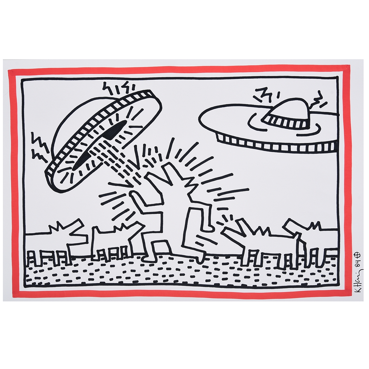 Keith Haring | Barking Dog and Spaceship | MutualArt