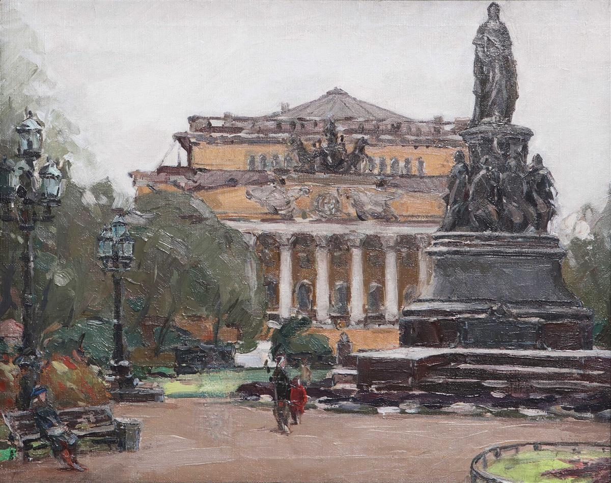 Artwork by Arseny Semenov, Ostrovsky Square, Saint Petersburg, Made of oil on canvas