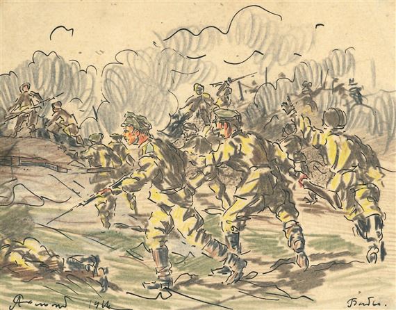 Sologub Leonid | Infantry Attack (1914) | MutualArt