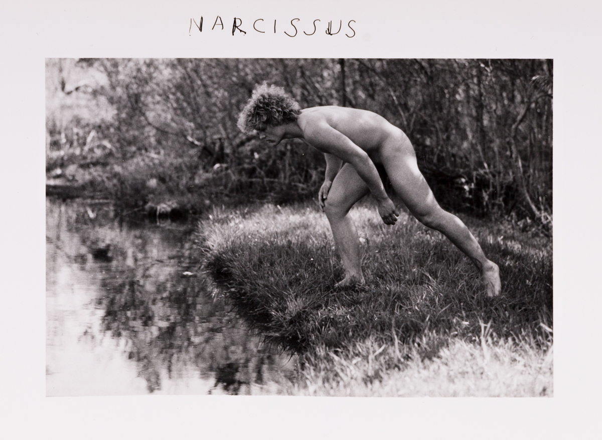 Artwork by Duane Michals, Narcissus., Made of 5 silver prints