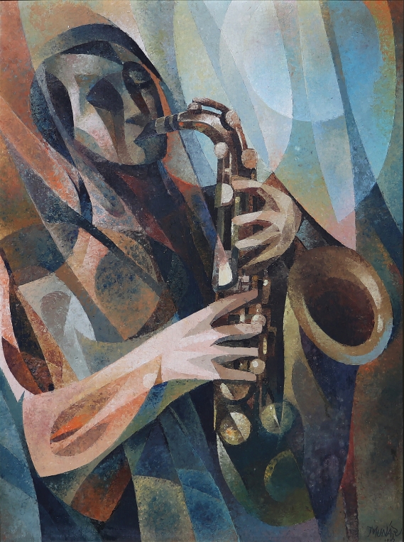 Artwork by Mario Munar, Saxophonist (Lito Molina), Made of oil on canvas