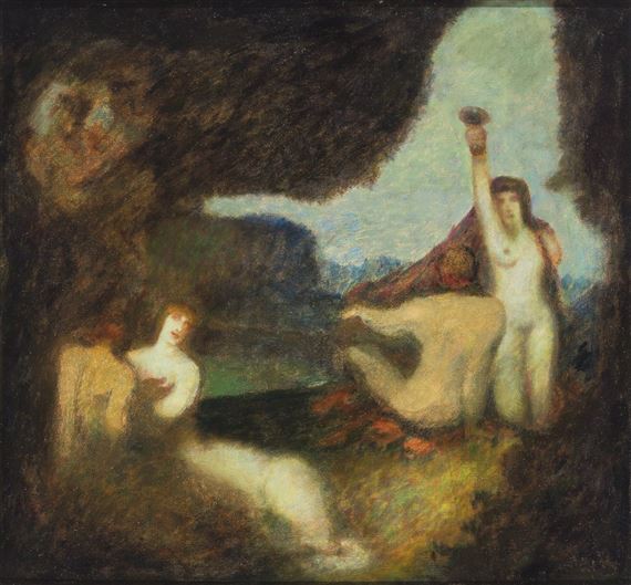 Nackte Paare in Parklandschaft, in typischer Manier by Adolf Frey-Moock