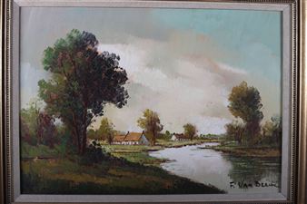RIVERSCAPE WITH COTTAGES - F. Van Beck