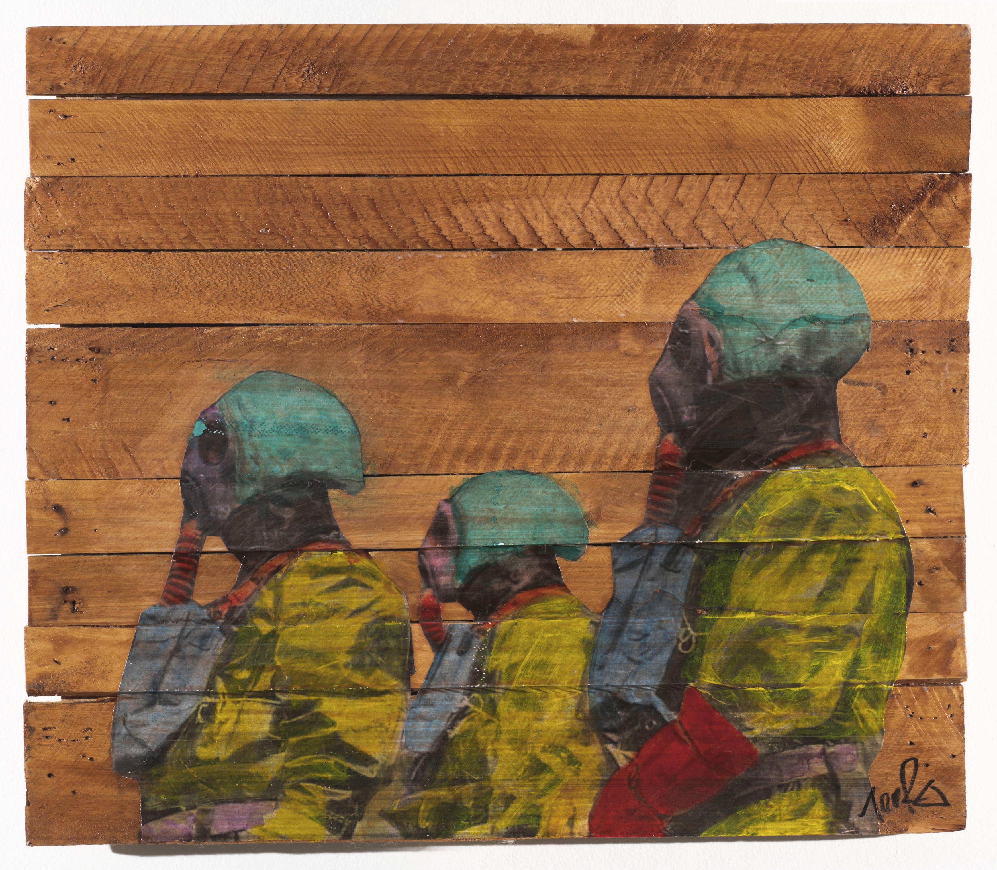 Artwork by Sergey Rozhin, Quarantine, Made of acrylic on wood, collage