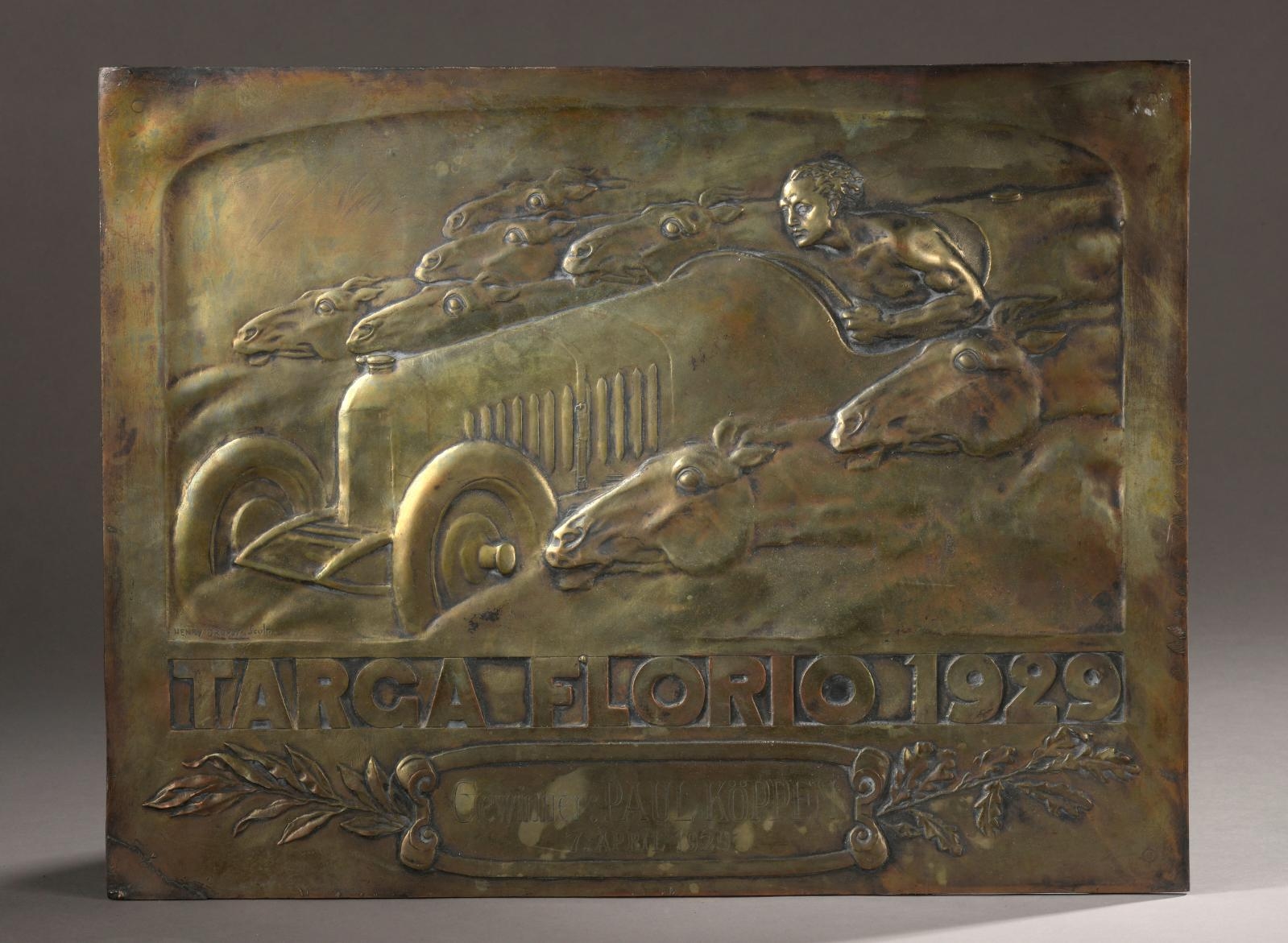 Artwork by Édouard Pierre Blin, Plaque commémorative du "Rallye de Pentecôte", Made of Copper