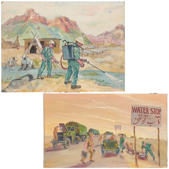 Two works: "M.T.S. Oil Convoy, Iran"; "...Iran..Control" by Bruce Handiside Mitchell