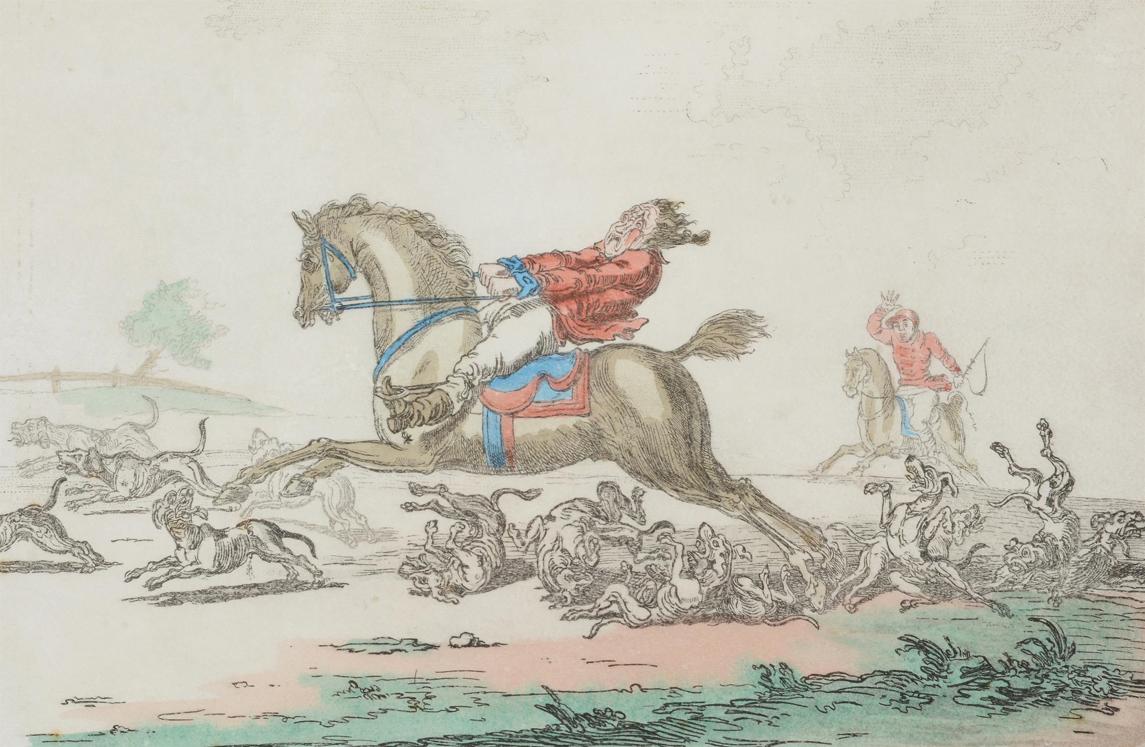 Artwork by James Gillray, 'Hounds Throwing-Off.'; Hounds In Full-Cry.'; Coming-In At The Death.' 'Hounds Finding.', Made of Prints