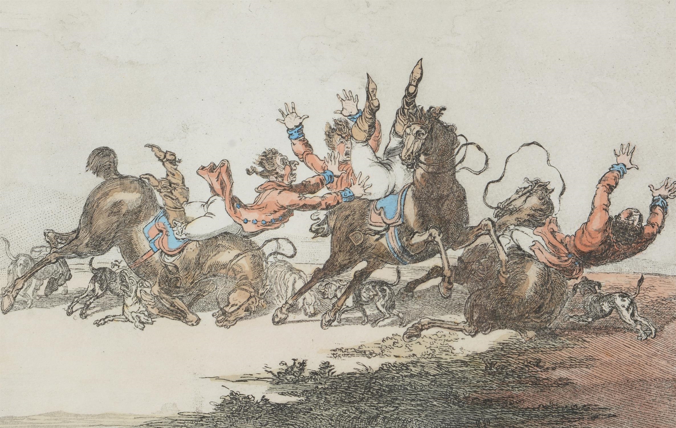 Artwork by James Gillray, 'Hounds Throwing-Off.'; Hounds In Full-Cry.'; Coming-In At The Death.' 'Hounds Finding.', Made of Prints