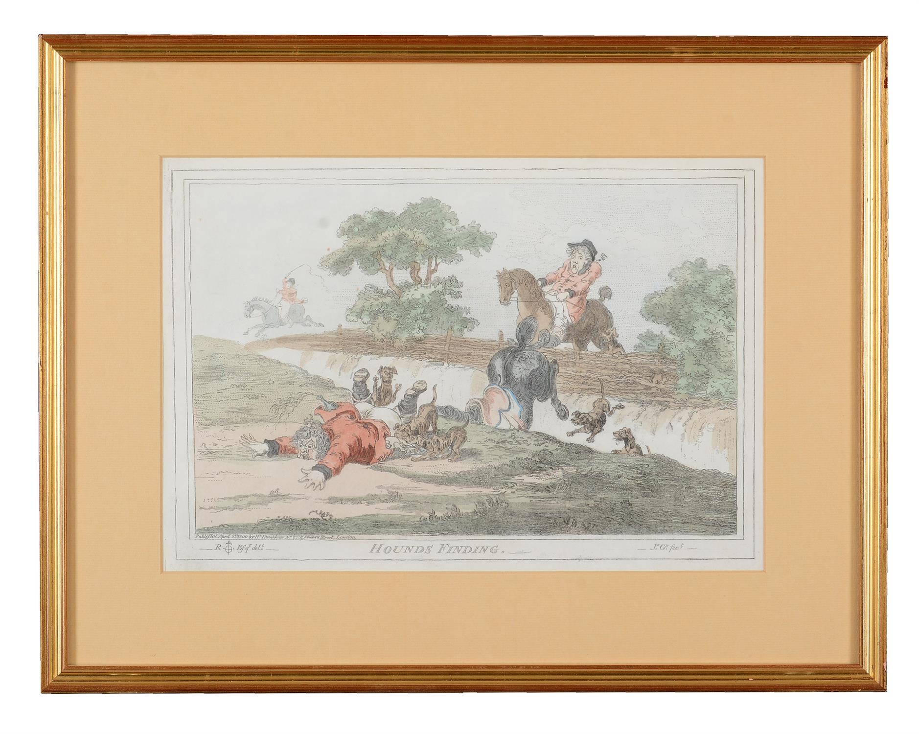Artwork by James Gillray, 'Hounds Throwing-Off.'; Hounds In Full-Cry.'; Coming-In At The Death.' 'Hounds Finding.', Made of Prints