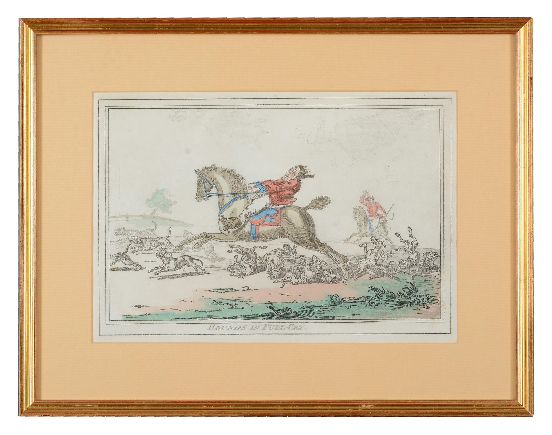 Artwork by James Gillray, 'Hounds Throwing-Off.'; Hounds In Full-Cry.'; Coming-In At The Death.' 'Hounds Finding.', Made of Prints
