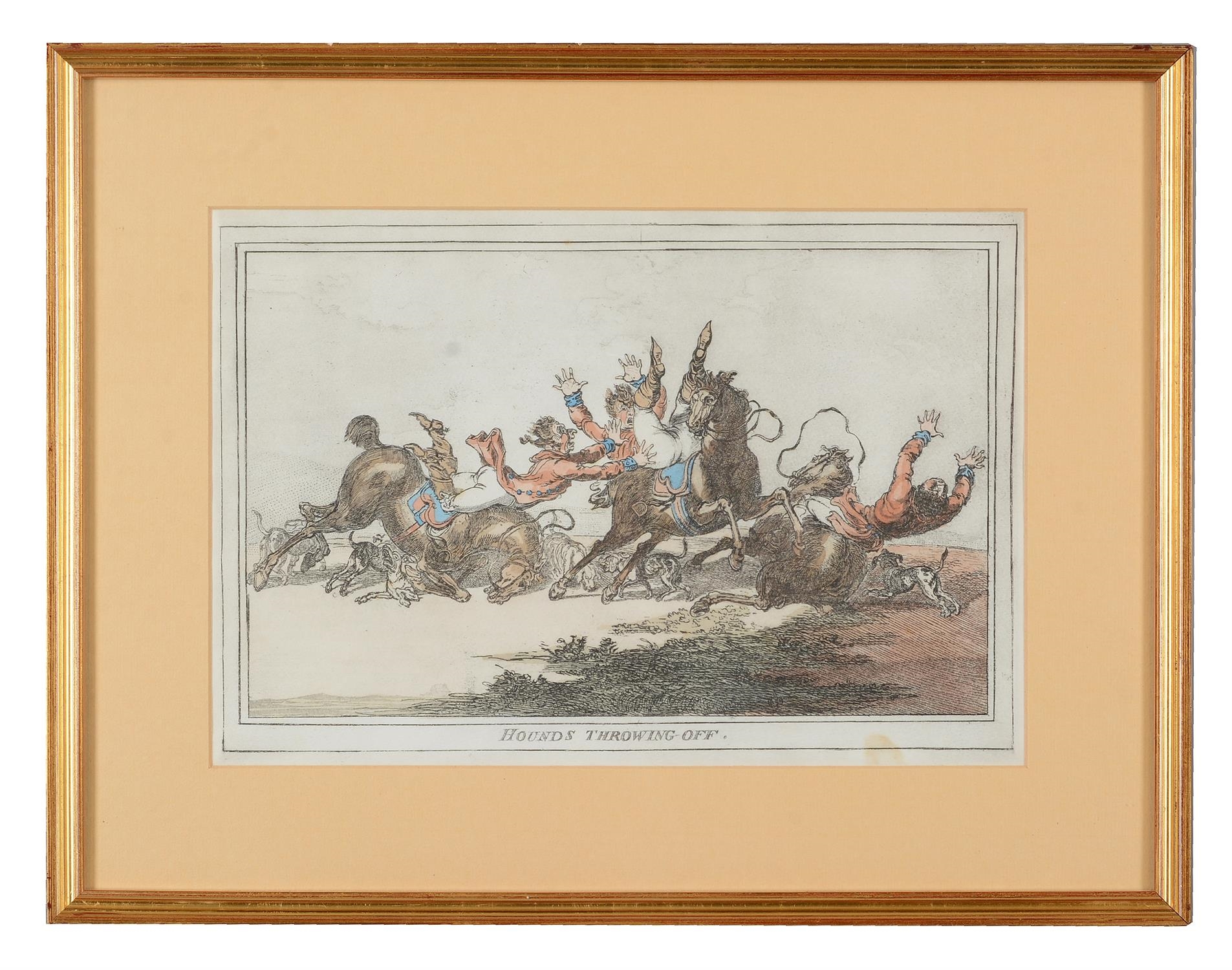 Artwork by James Gillray, 'Hounds Throwing-Off.'; Hounds In Full-Cry.'; Coming-In At The Death.' 'Hounds Finding.', Made of Prints