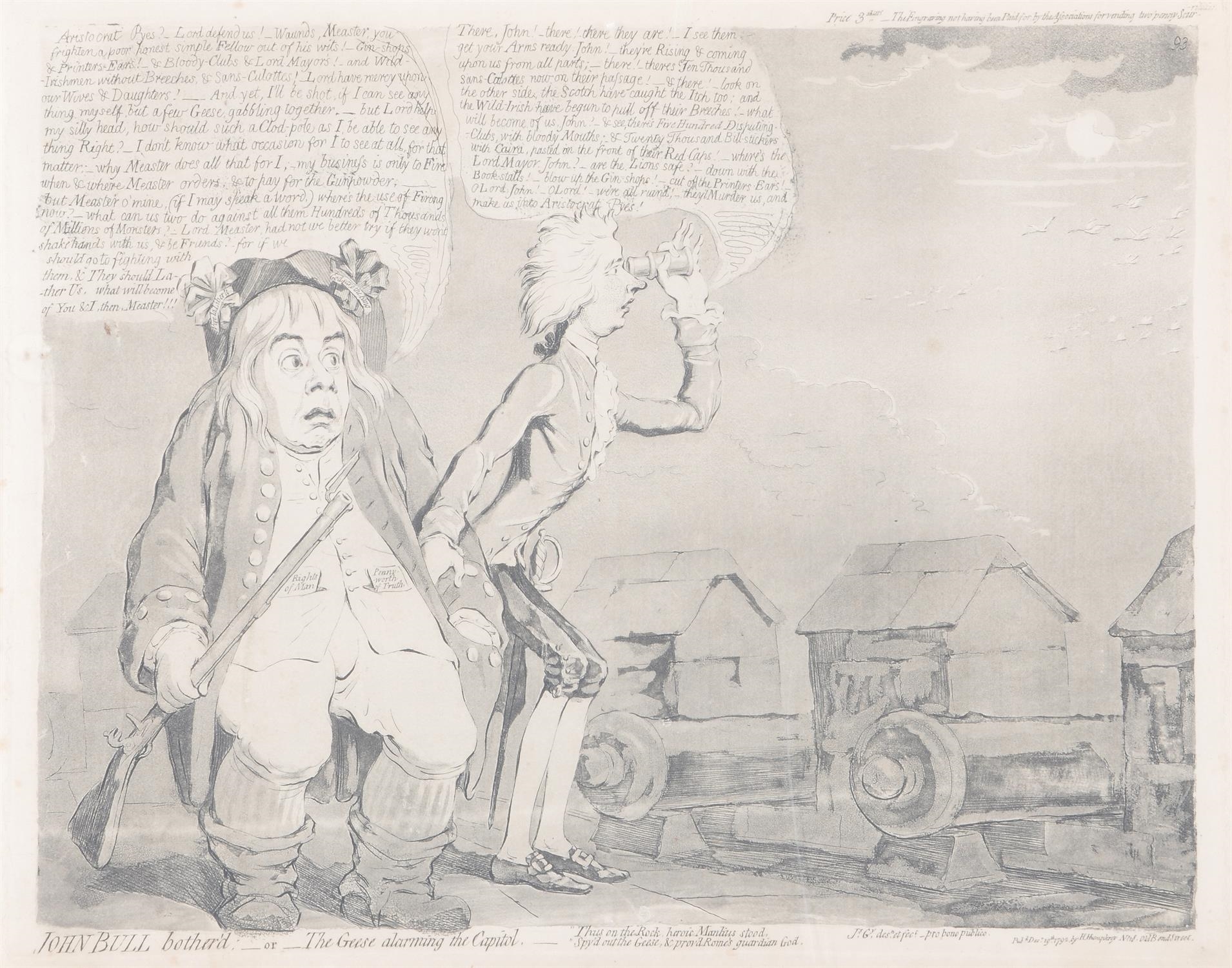 Artwork by James Gillray, All showing signs of browning and spotting from sunlight exposure. paper cockling throughout, Made of engraved prints