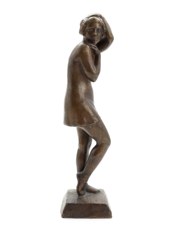 Artwork by Into Saxelin, Woman, Made of patinated bronze sculpture