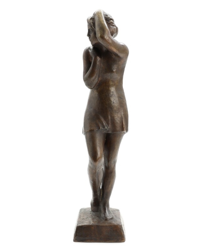 Artwork by Into Saxelin, Woman, Made of patinated bronze sculpture