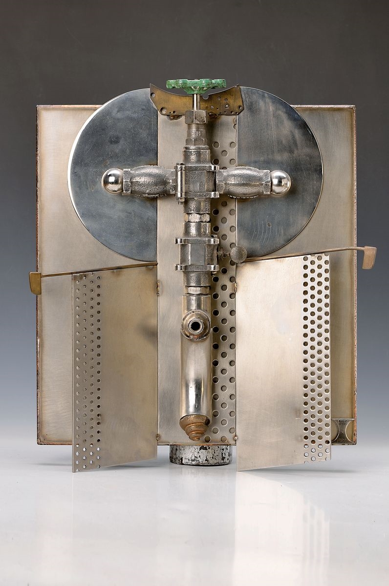 Artwork by Albert Sous, Abstract composition, Made of stainless steel construction