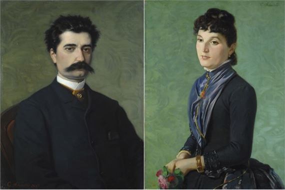 Two works: RITRATTO DI SIGNORA; RITRATTO DI UOMO by Luigi Ademollo, 1787