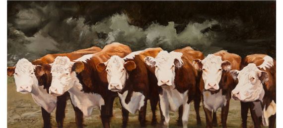 Herefords by Oleg Stavrowsky