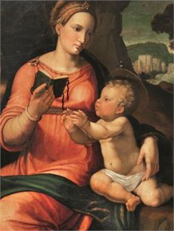 MADONNA CON BAMBINO E SAN GIOVANNINO IN UN PAESAGGIO - Nannoccio Capassinni