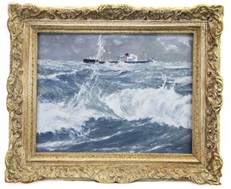CLYDE STEAMSHIP IN ROUGH SEAS - Arthur Henry Turner