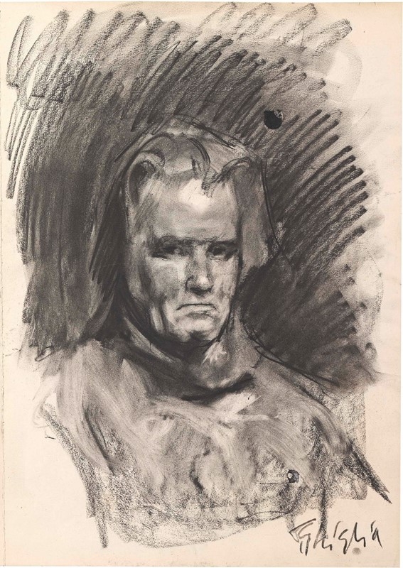 Artwork by Paolo Ghiglia, Autoritratto, Made of Charcoal on paper