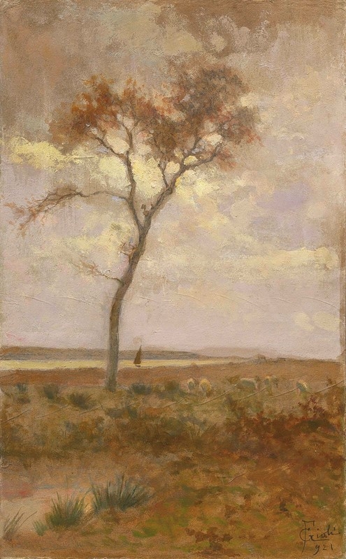 Artwork by Francesco Gioli, Paesaggio Sul Fiume, Made of Oil on cardboard