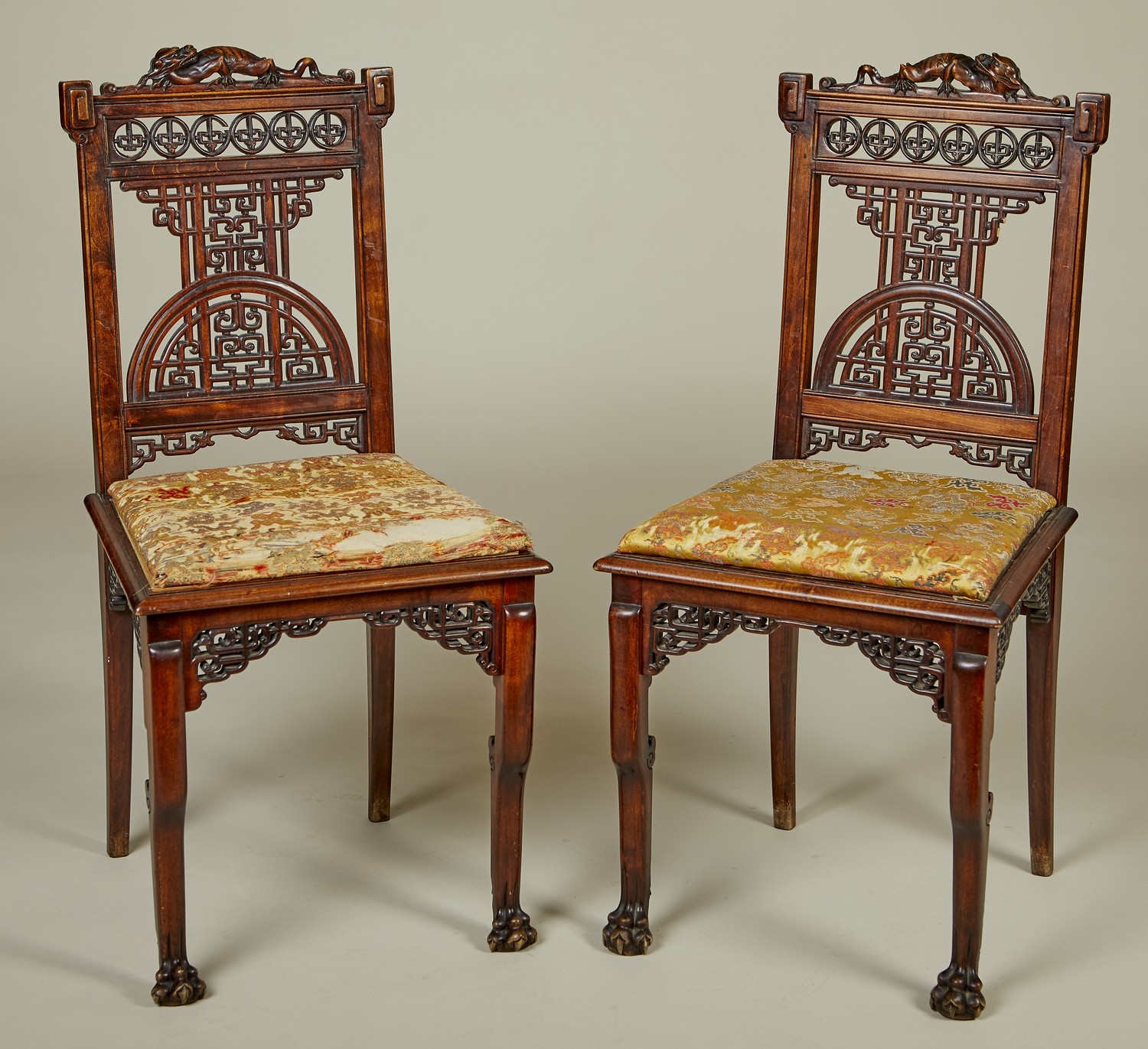 Artwork by Gabriel Viardot, SIX FRENCH STAINED BEECH JAPONISME SIDE CHAIRS, Made of BEECH