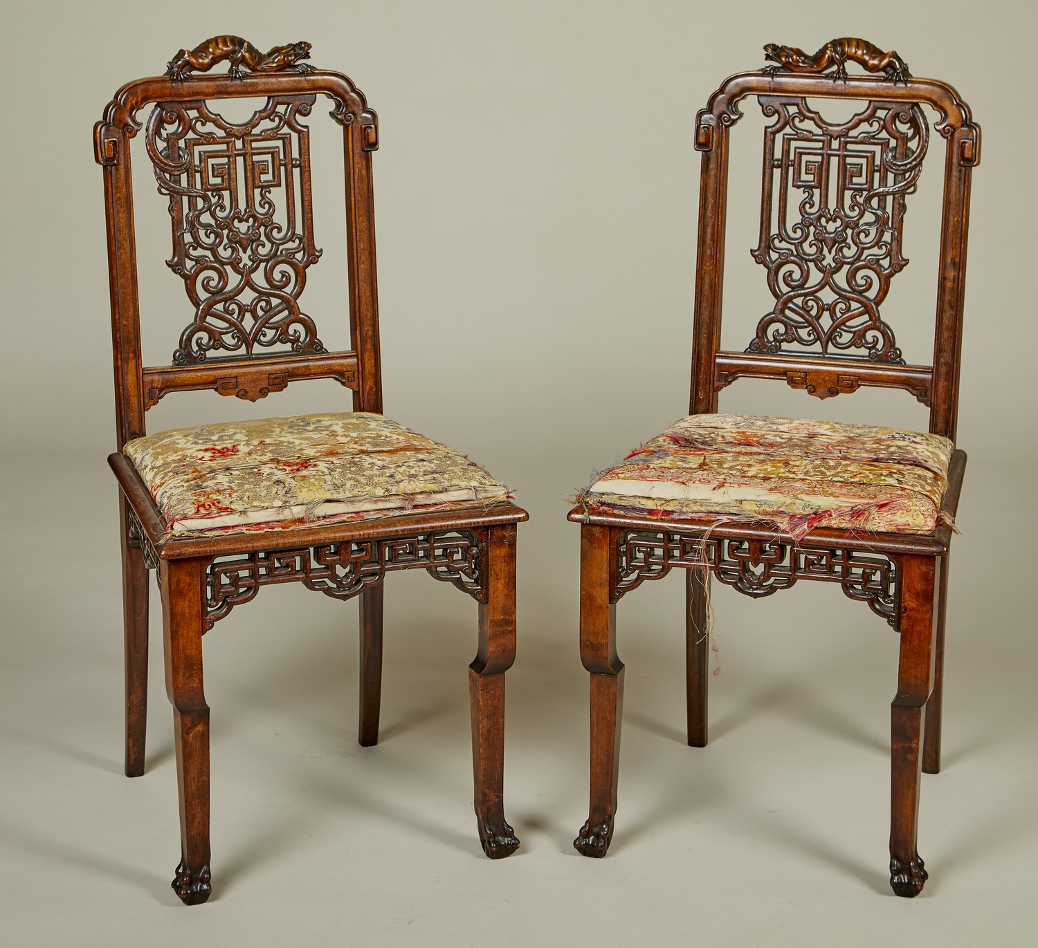 Artwork by Gabriel Viardot, SIX FRENCH STAINED BEECH JAPONISME SIDE CHAIRS, Made of BEECH