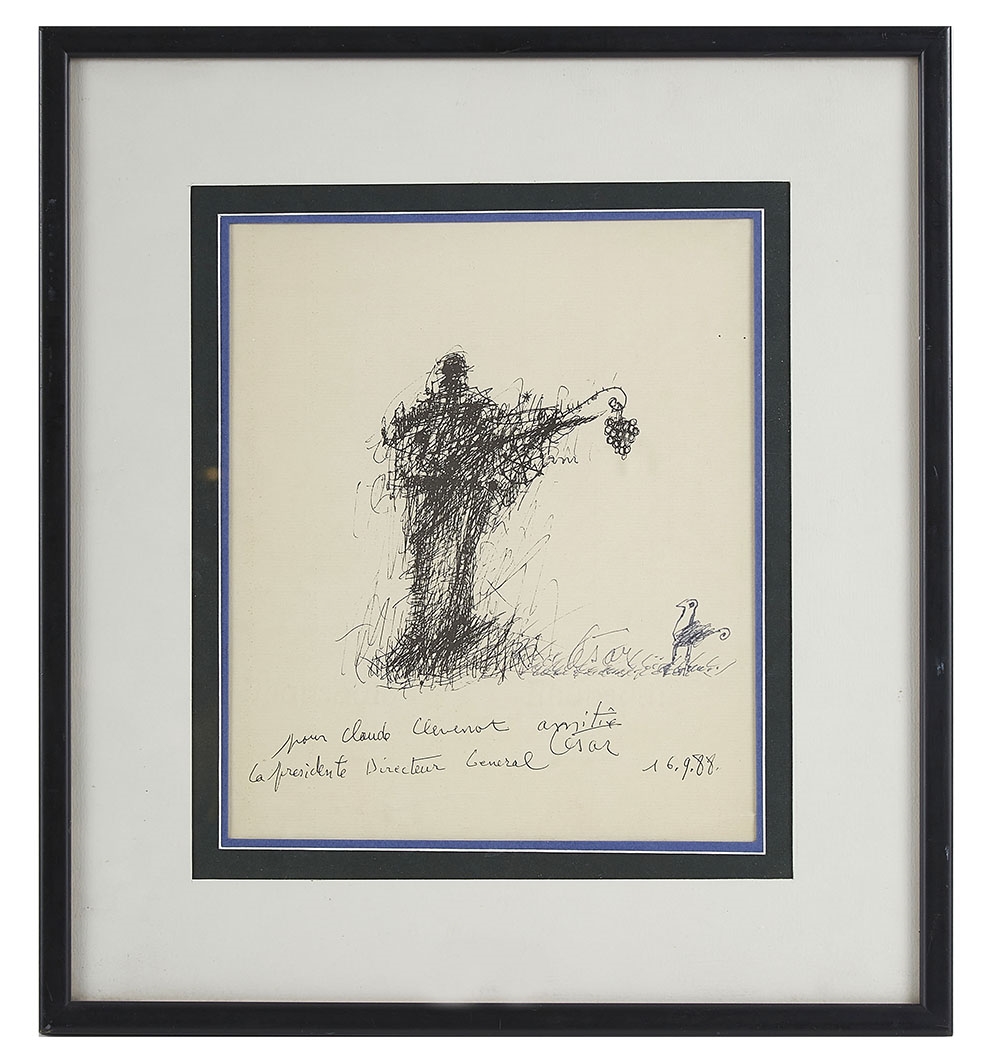 César Baldaccini | Personnage à la grappe de raisin et poulette (1988 ...
