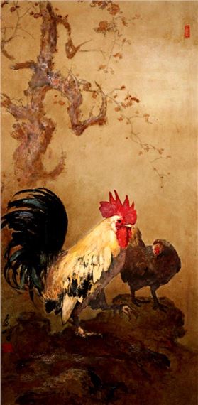 Cock and Hen by Lee Man Fong, circa 1960