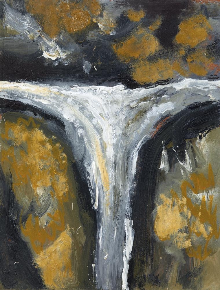 Artwork by Colin McCahon, Waterfall, Made of oil on board