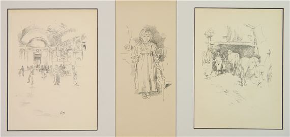 Three works: The Long Gallery, Louvre; The Smith's Yard; Little Evelyn