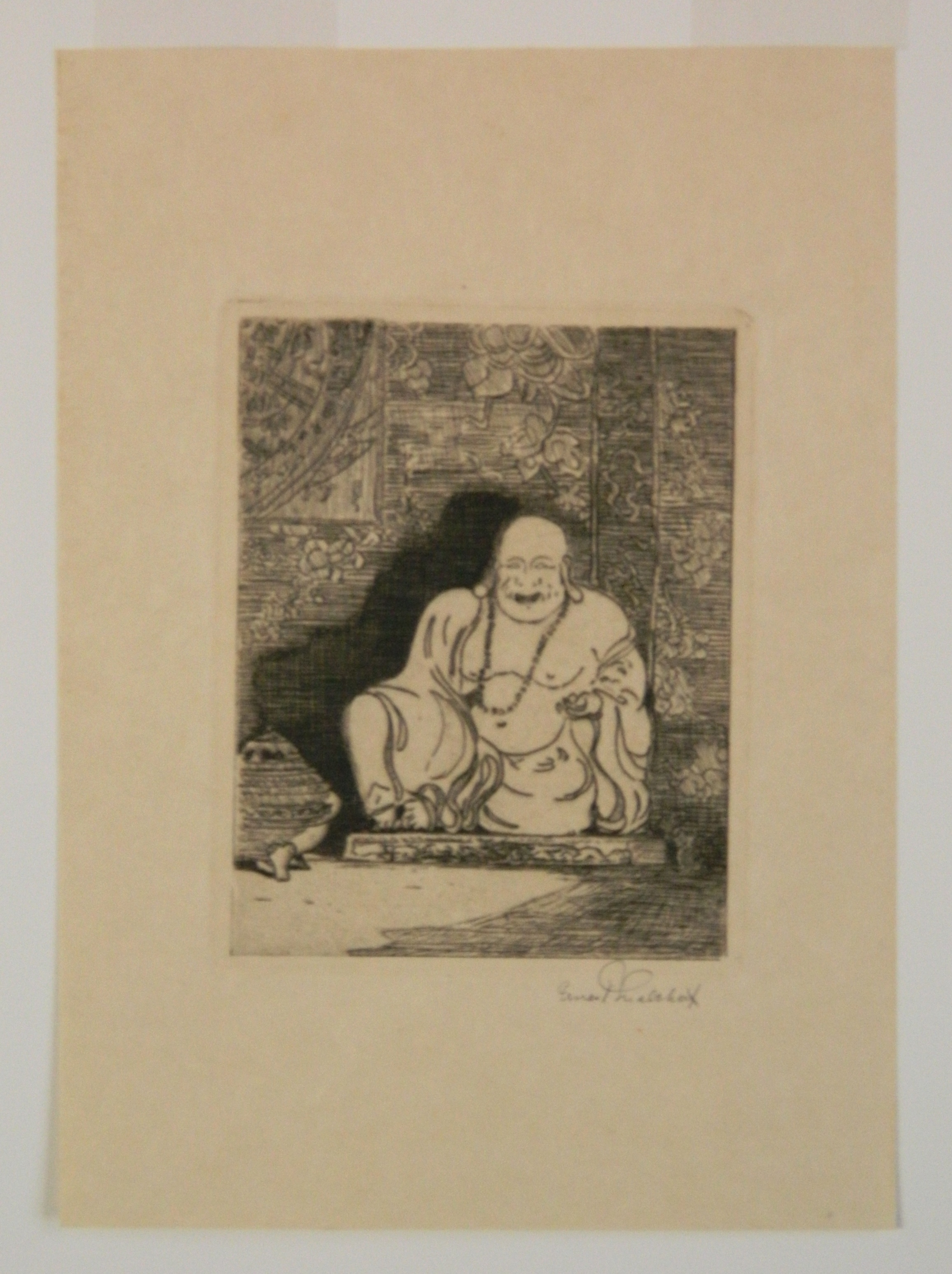Artwork by Ernest Melchert, Five works: Ex Libris Walter Noble Gillett; Ex Libris Herbert A. Knight; Ex Libris; Ex Libris Walter Nobel Gillett; Seated Buddha, Made of ink and graphite on paper; etching and drypoint
