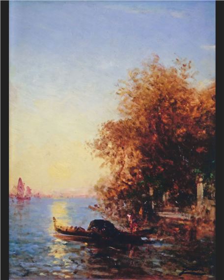 VENISE, GONDOLE DEVANT LE JARDIN FRANÇAIS by Félix Ziem
