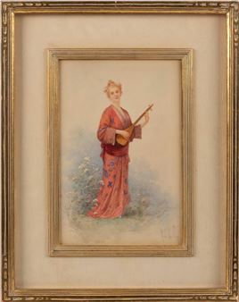A lady with a lute. - Louis Robert de Cuvillon