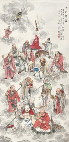Artwork by Qian Xiangming, ARHATS, Made of Hanging scroll, ink and color on paper